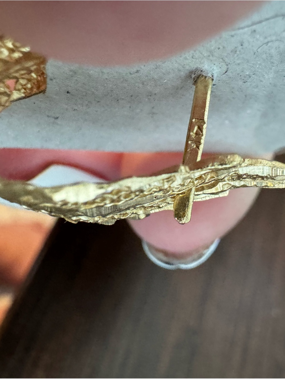 14K Gold Filigree Leaf earring-stamped acid tested vintage from Italy - Picture 4 of 6